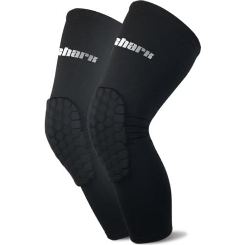Queshark Professional Honeycomb Anti-slip Basketball Kneepads Football Long Leg Sleeves Compression Legwarmers Knee Pads