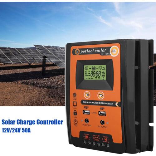 MPPT Solar Charge Controller Solar Power Regulator 12V 24V Auto Dual USB LCD Display Load Discharger Solar Panel Controller