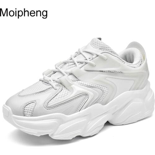 Moipheng Chunky Platform Sneakers Fashion Women Spring Autumn High Heels Casual Shoes Woman Vulcanize Shoes Black Tenis De Mujer