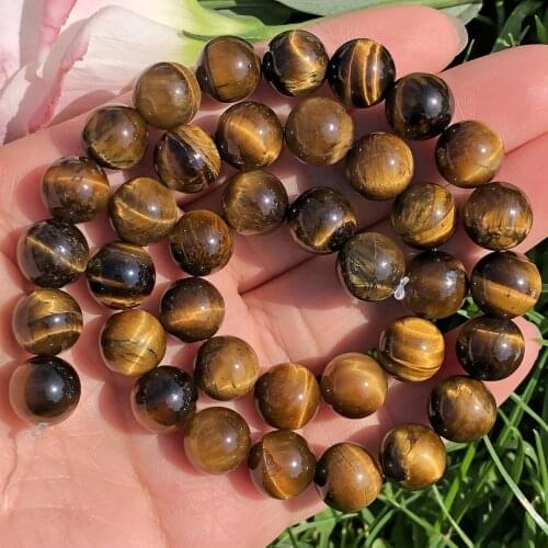 AAA Natural Stone Brown Gold Tiger Eye Agates Diy Charm Bracelet Earrings Loose Round Beads for Jewelry Making 4/6/8/10MM