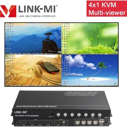 LINK-MI SH41K 4x1 Quad HDMI Multiviewer with KVM Switch Audio Switch support Fast and Seamless Switching