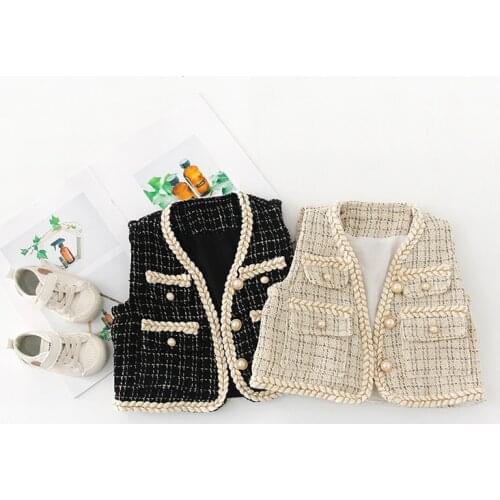 Menoea Baby Girl Elegant Vest 2021 New Spring Autumn Kids Coats Baby Plaid Sleeveless Waistcoat Fashion Infant Outwear Clothing