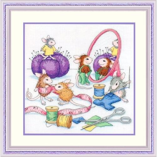 Cute Cartoon Cross Stitch Kit A1129 Precision Printing Little Mouse Handmade DIY Sewing Home Decoration Painting