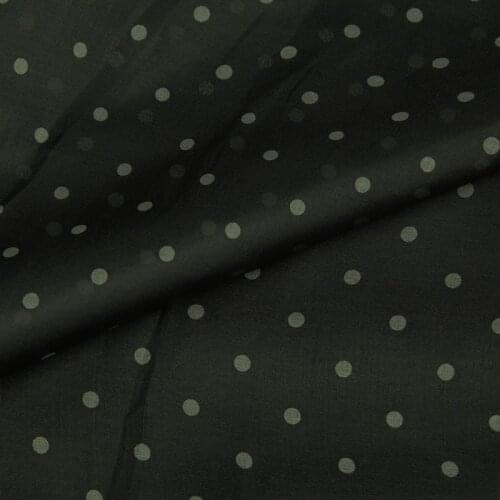 Mini white polka dot on black pure silk organza gauze fabric transparent,SOZ152