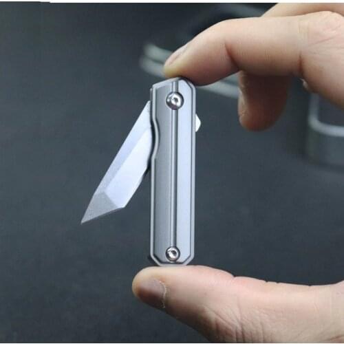 Mini Keychain Folding Knife Titanium Alloy Handle D2 Blade Pocket Camping Folding Knives EDC Tool Light Weight