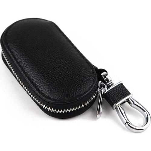 Multi-function Car Leather Key Case Unisex Car Keys Organizer Business Fine Grain High Quality Key Case Simple Zipper Design
