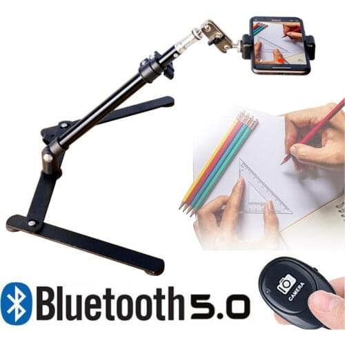 Mobile Phone Holder Desktop Tripod Metal Stand Overhead Phone Mount for Teaching Online Stand Photo Copy Stand with Phone Clamp