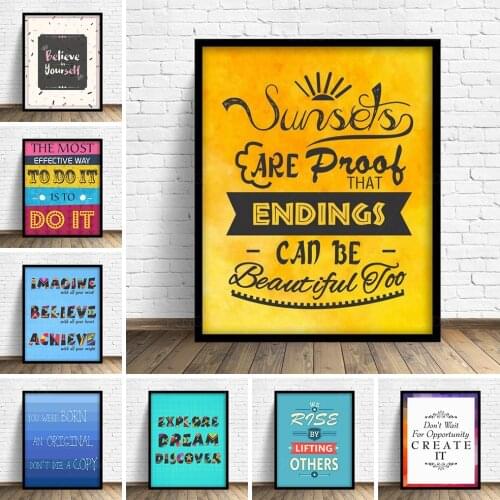 Modular Canvas Pictures Poster Prints Colorful Blue Abstract Letters Painting Home Decor Wall Art No Framework For Living Room