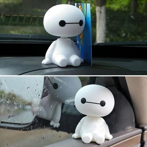 Cartoon Plastic Baymax Robot Shaking Head Figure Car Ornaments Auto Interior Decorations Big Hero Doll Toys Ornament Accessories
