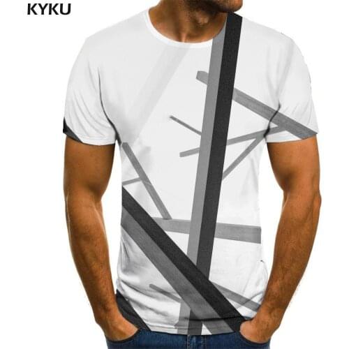 KYKU Brand Abstract T shirt Men Art Shirt Print Harajuku Funny T shirts Connector Tshirt Printed Short Sleeve summer Cool Slim