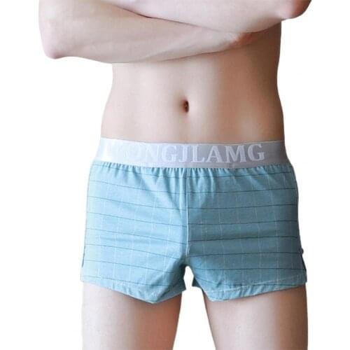 Soutong Plaid Print Men Underpants Wide Waistband Soft Mid Rise Loose Boxer Briefs Male Panties Boxers for Inside Wear