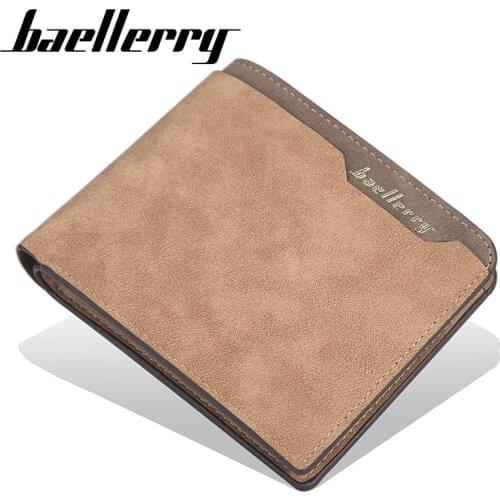 Baellerry Men Money Bags Splicing Leather Purse Men Short Wallets Coin Pocket Card Holder Casual Bag for Boys billetera hombre