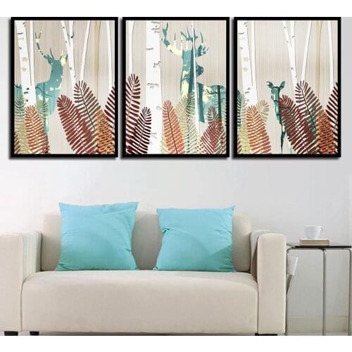 Tree Deer Nordic Style Wall Decor Paintings Canvas Printed Painting Wall Art Canvas Living Room Home Decoration B5165