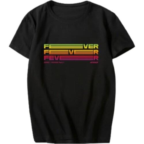 New Korean Fashion Kpop Ateez Mini Concert Zero Fever Same Printing O Neck T Shirt Kpop Unisex Short Sleeve T-shirt 4 Colors
