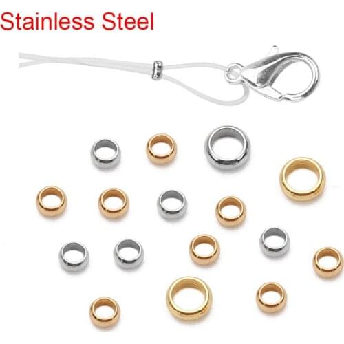 100pcs Gold Color Stainless Steel Crimp Beads 2 2.5 3 mm Round End Stopper Spacer Beads For DIY Necklace Jewelry Making Supplies