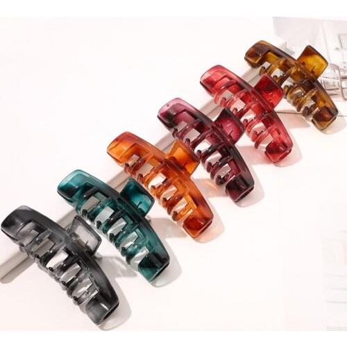 New Hip Hop Fashion Women Hair Claws Casual Brand Cute Girls Brand Hairband Large Soild Rectangle Resin Plastic Hair Accessories