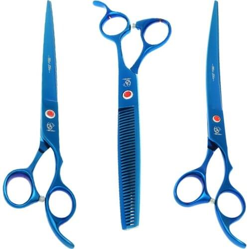 8" Stainless Steel Professional Pets Scissors Dog Straight Curved Cutting Shear 7.5" Animal Thinning Tijeras Dog Trimmers B0047A