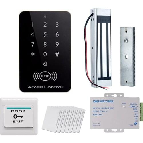 Door Access Control System Kit RFID Keypad + Power Supply + 180KG Magnetic Lock Door Locks for Home Security Door Controller