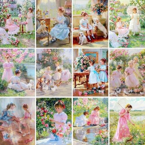 UoneNew Diamond Painting DIY Cross Stitch Flower Child MosaicVase Embroidery Rhinestone Kids Adult Home Office DecorMystery Gift