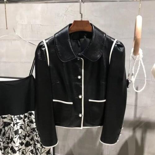 Ladies' Real Sheep Leather Jacket Office Women Casual Lambskin Coat