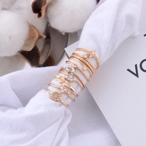 New retro rose stacking ring trend totem spot diamond 10 sets of rings women jewelry accessories gift wholesale