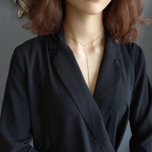 2019 New 925 Sterling Silver String Wafer Lip Chain Necklace For Women With Long Pendant Fashion 18K Gold Necklace