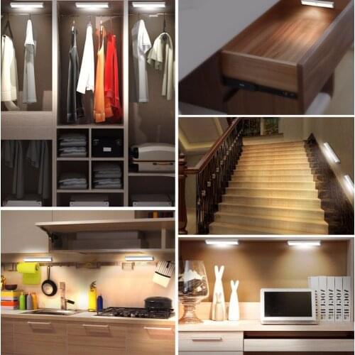 ZMJUJA USB Rechargeable cabinet lamp motion sensor PIR LED Under Cabinet Light for Closet Wardrobe Lighting Portable led Lamp