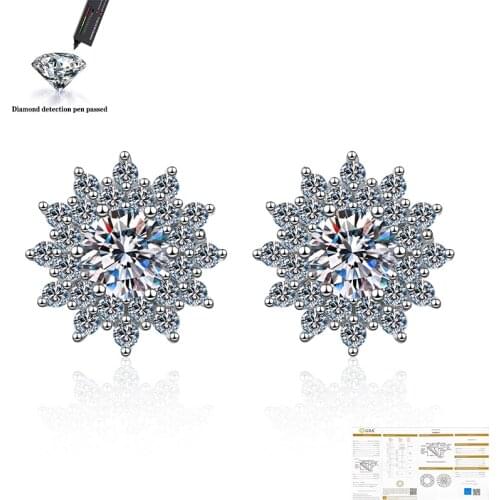 0.5 Carat Round Moissanite Stud Earrings Women 925 Sterling Silver Sparkling Wedding Party Fine Jewelry