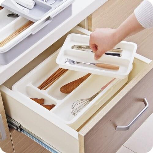 1 Set Drawer Separated Plastic Chopsticks Spoon Classification Storage Box Kitchen Desktop Division Tableware Organizing Box