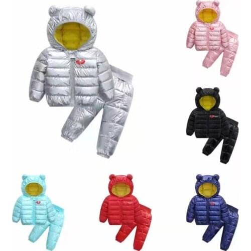 Russian Winter Children Clothing Sets Hooded Baby Outerwear+Warm Pants 2Pcs Snowsuit Waterproof Coats Overalls Game Sport Suit