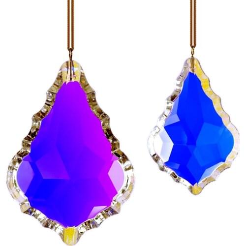 GOLDENHAITAI 2pcs Crystal Suncatchers Pendant Hanging Glass Prism Chandelier Accessories for Home Garden Decoration 76/100mm