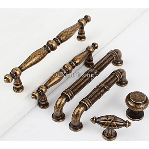 Retro 2PCS European Antique Kitchen Cabinet Door Furniture Handles Cupboard Wardrobe Drawer Wine Cabinet Pulls Handles & Knobs