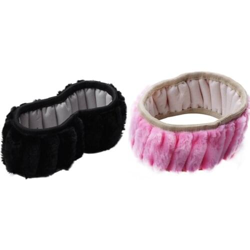 2set Steering-Wheel Plush Car Steering Wheel Covers Winter Faux Fur Hand Brake and Gear Cover Set (Pink&Black)