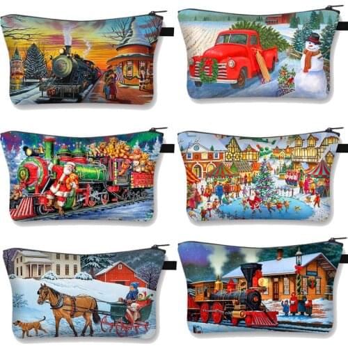 2020 Winter Women Cosmetic Bag Christmas Winter Snow Printing Makeup Bag Christmas Candy Storage Bag Childrens Gift Bag