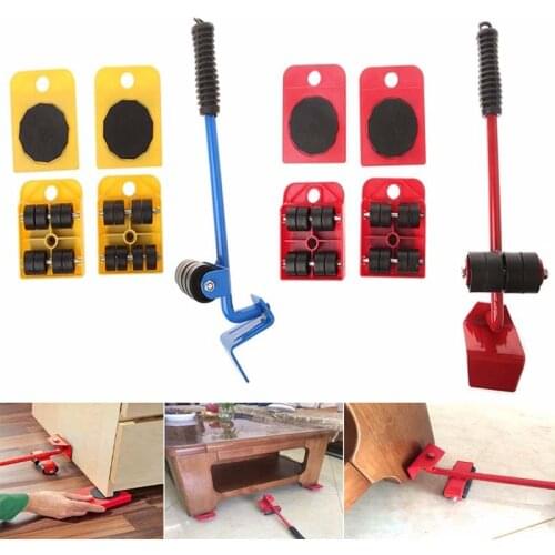 ZK30 4PCS Outdoor Furniture Mover Tool Set Transport Lifter Heavy Stuffs Moving Tool Wheeled Mover Roller Wheel Bar Hand Tools