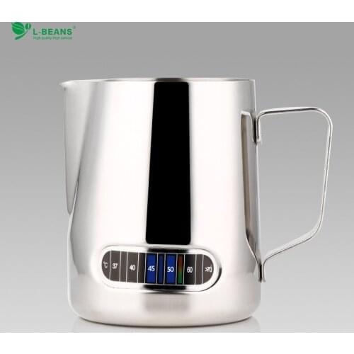 600ml stainless steel flower cup with temperature stick flower jar pointed coffee milk bubble cup milk beating cup