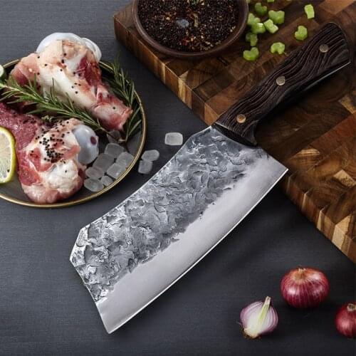 7.5" Chinese Chef Knife Handmade Forged Kitchen Knife Stainless Steel Butcher Knife for Meat Fish Vegetables Slice Knife Cleaver