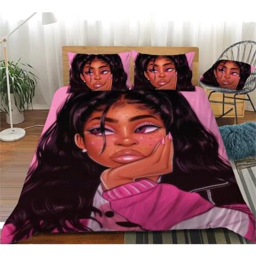 African Beautiful Girl 3D Printed Bedding Set Duvet Covers Pillowcases Comforter Bedding Set Bedclothes Bed Linen(NO Sheet)