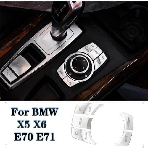 Car Styling For BMW X5 X6 E70 E71 x5m x6m Center Console Multimedia switch Buttons Cover Stickers Trim Interior Auto Accessories