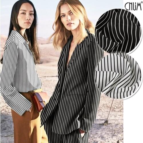 CNUM SCD065 Silk CDC/ Black and White Stripes/Silk Fabric 93%Silk 7%Spandex Elastic/Width1.20yd Thickness16mm