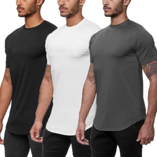 3pcs Running Mesh T-Shirt Men Gym Clothing Summer New Plain Tight Tops Tees Quick Dry Solid Sports Bodybuilding Fitness T shirt