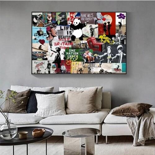 Banksy Artwork Graffiti Canvas Collage Art Pop Canvas Painting Posters and Prints Cuadros Wall Art for Living Room Home Decor
