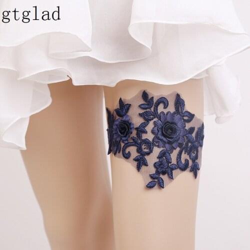Gtglad NEW Sexy hot Bride Wedding Garter Flowers blue white Prom Get The good Stuff Love