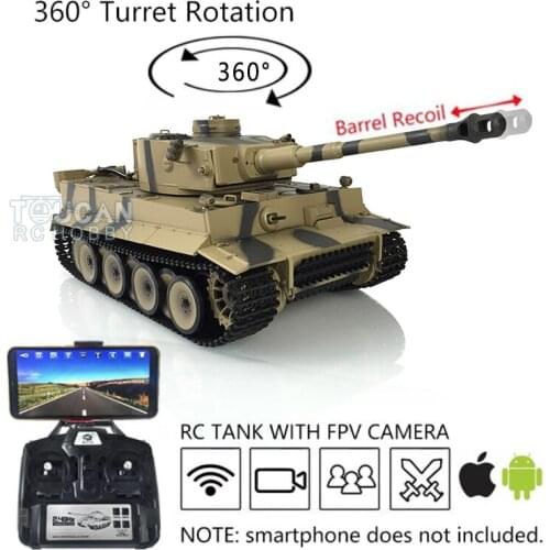 Heng Long RC Tank 1/16 7.0 Upgrade Tiger I 3818 W/ 360° Turret Barrel Recoil FPV TH19108-SMT4