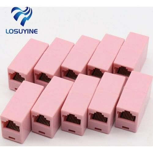 IMC Hot 10 Pcs RJ45 8P8C Red Double Ports Female Plug Telephone Connector