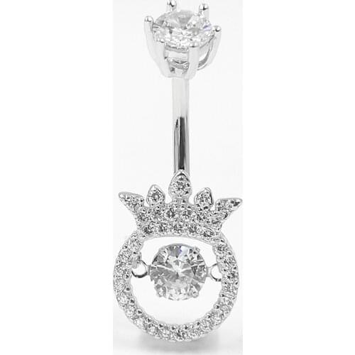 Cubic Zircon Navel Ring Bar Barbell Drop Dangle Body Piercing 925 Sterling Silver Belly Button Rings Women Body Jewelry