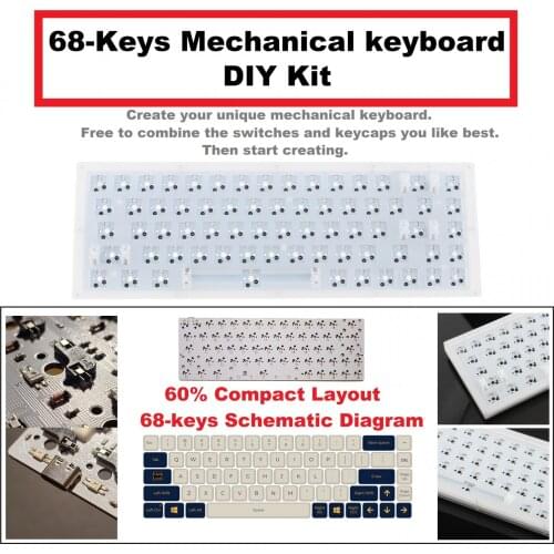 65% Compact Layout Transparent Case DIY Kit 68 Keys Computer Mechanical Keyboard Hot Swap Plug and Play Accessories Parts
