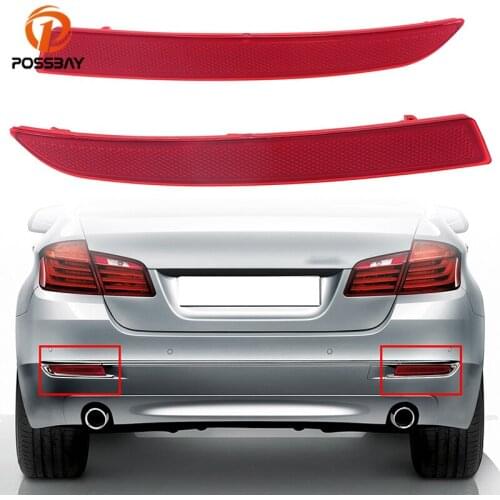 POSSBAY Red Lens Rear Bumper Reflector Warning Strip Sticker for BMW 5-Series Hybrid 5/M550dX F10/F18 Sedan 2014-2017 Facelift