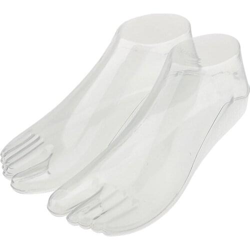 1Pair Female Feet Mannequin Thong Style Foot Model for Sandal Shoe Sock Jewelries Display - Clear