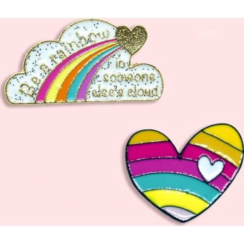 Rainbow Love Badge Cute Cartoon Color Cloud Metal Enamel Brooch Fashion Simple Lapel Backpack Jewelry Accessories Gift For Kids